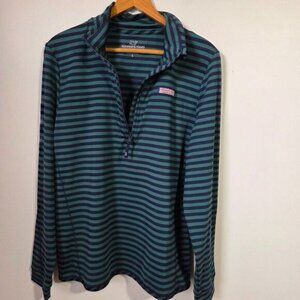 LIKE NEW VINEYARD VINES BLUE/ GREEN THE SHEP LONGSLEEVES MOCK NECK TOP SIZE L